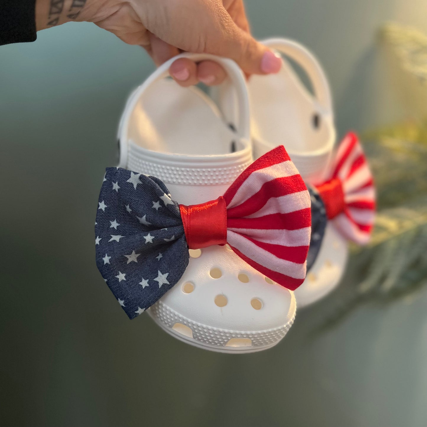 USA flag shoe bow